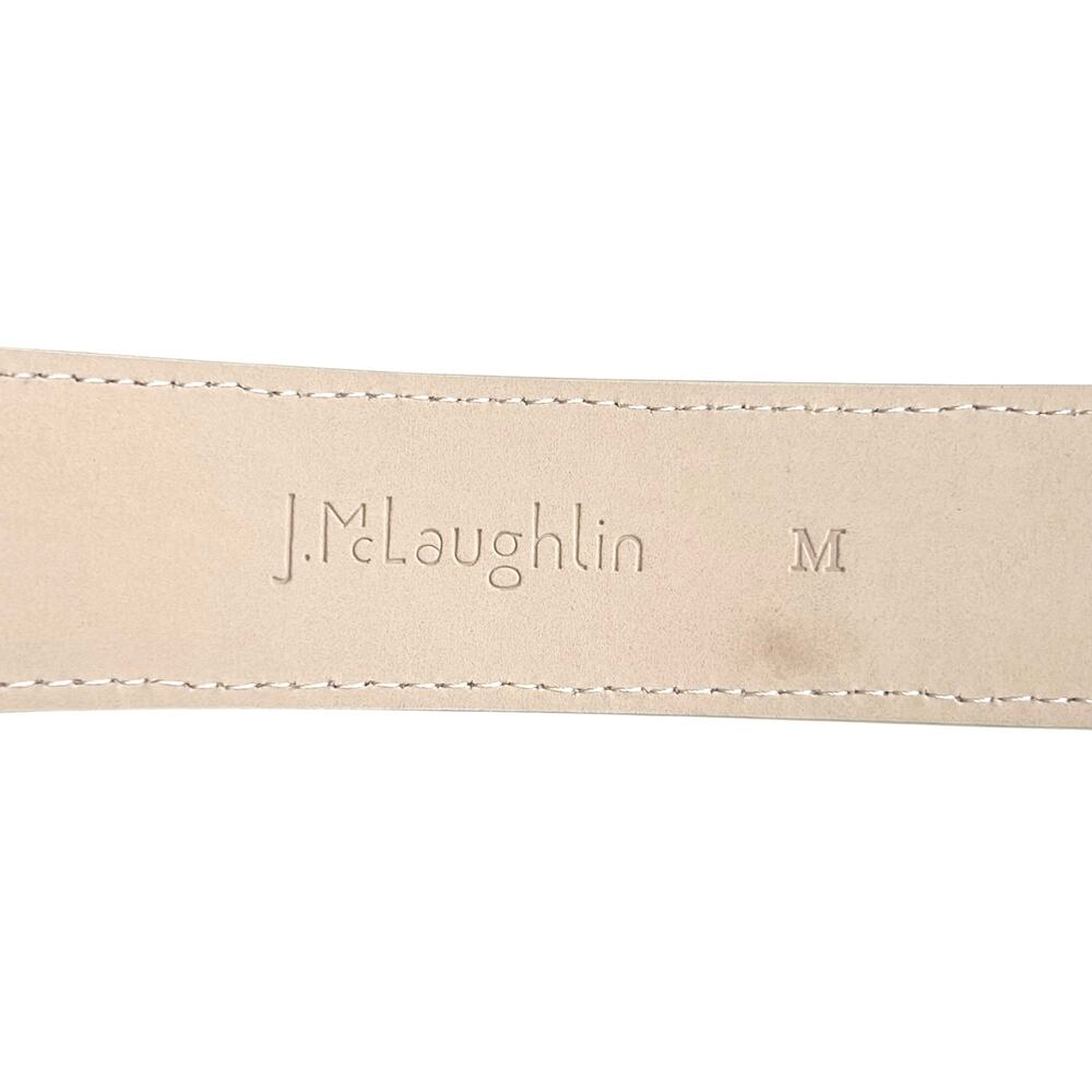 J.McLaughlin Jayla Grasscloth White Leather Raffia Belt Gold Bamboo Buckle M - Picture 11 of 15